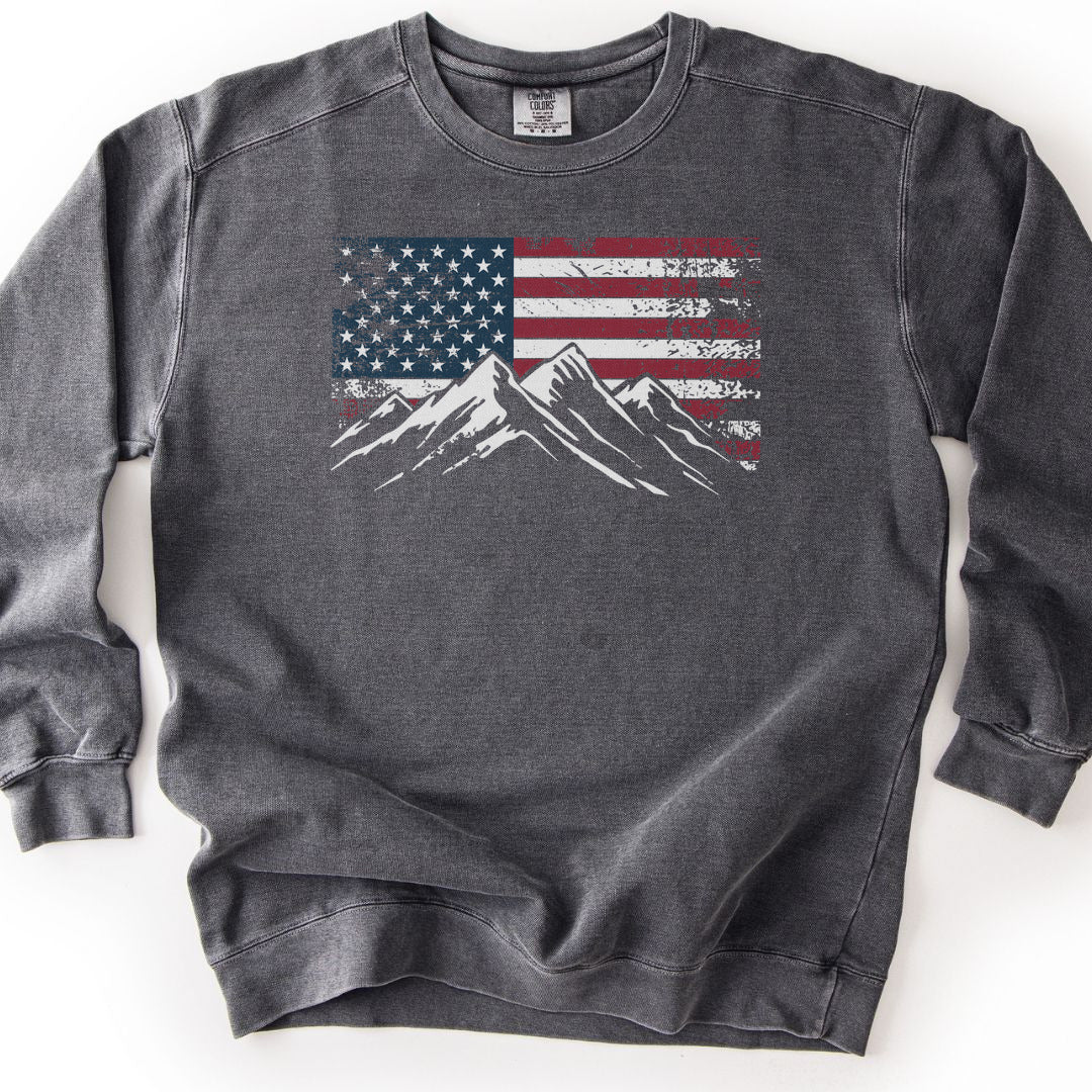 4th July Patriotic Peaks Premium Sweatshirt - Pepper