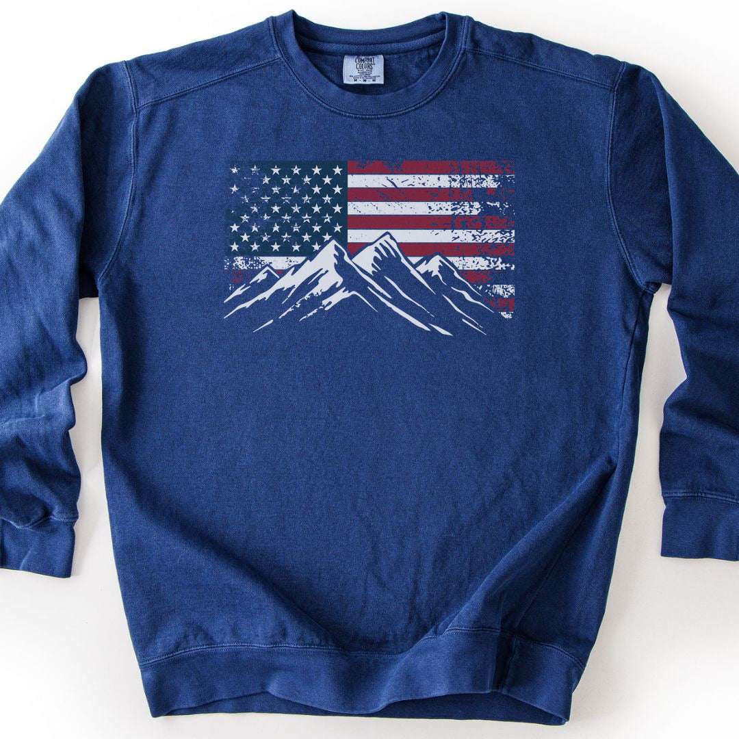 4th July Patriotic Peaks Premium Sweatshirt - True Navy