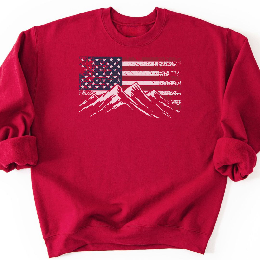4th July Patriotic Peaks Sweatshirt - Cardinal Red