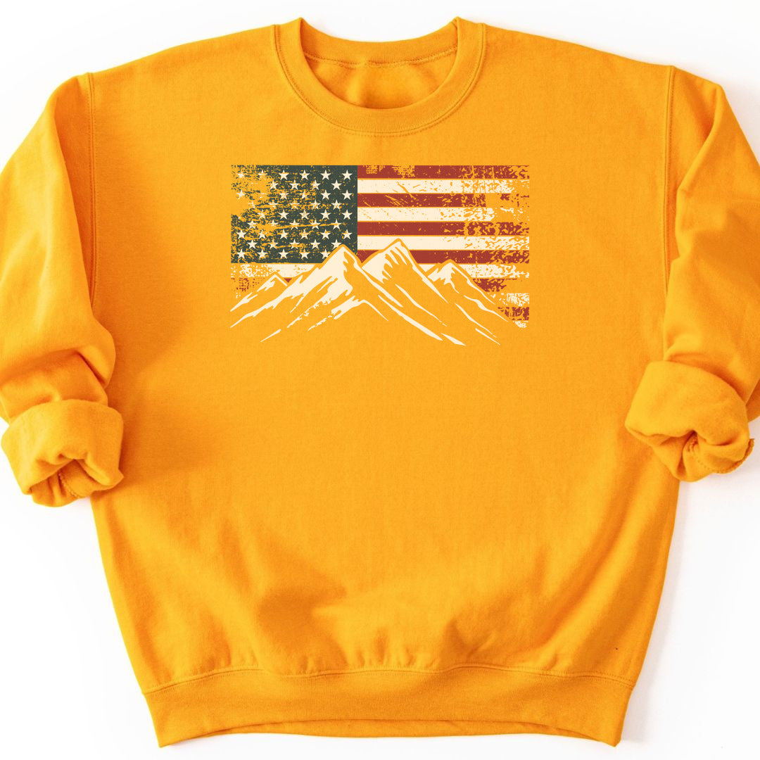 4th July Patriotic Peaks Sweatshirt - Gold