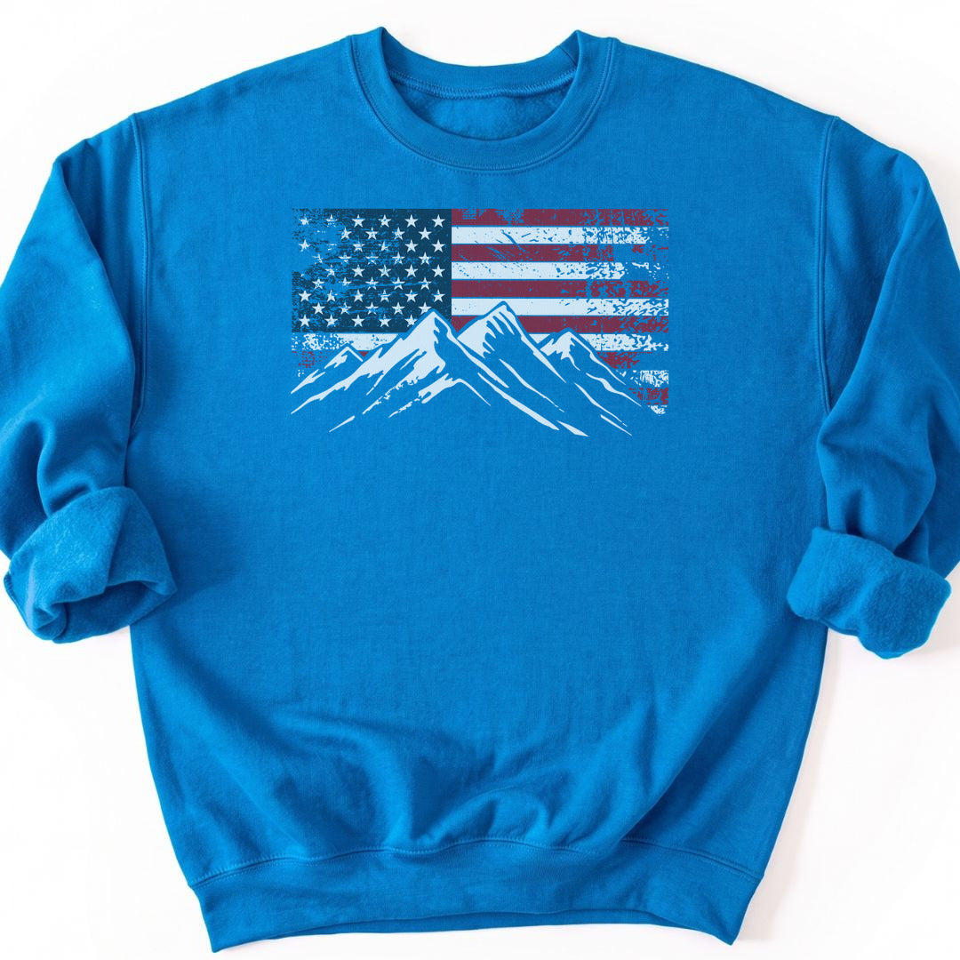 4th July Patriotic Peaks Sweatshirt - Sapphire