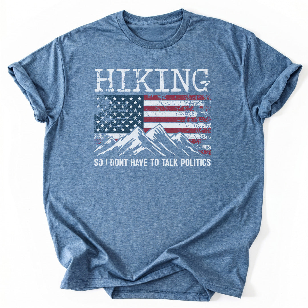 T-Shirt Heather Indigo / S 4th July Hiking Not Politics T-Shirt