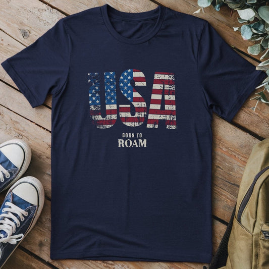 T-Shirt Navy / S USA Born To Roam T-Shirt