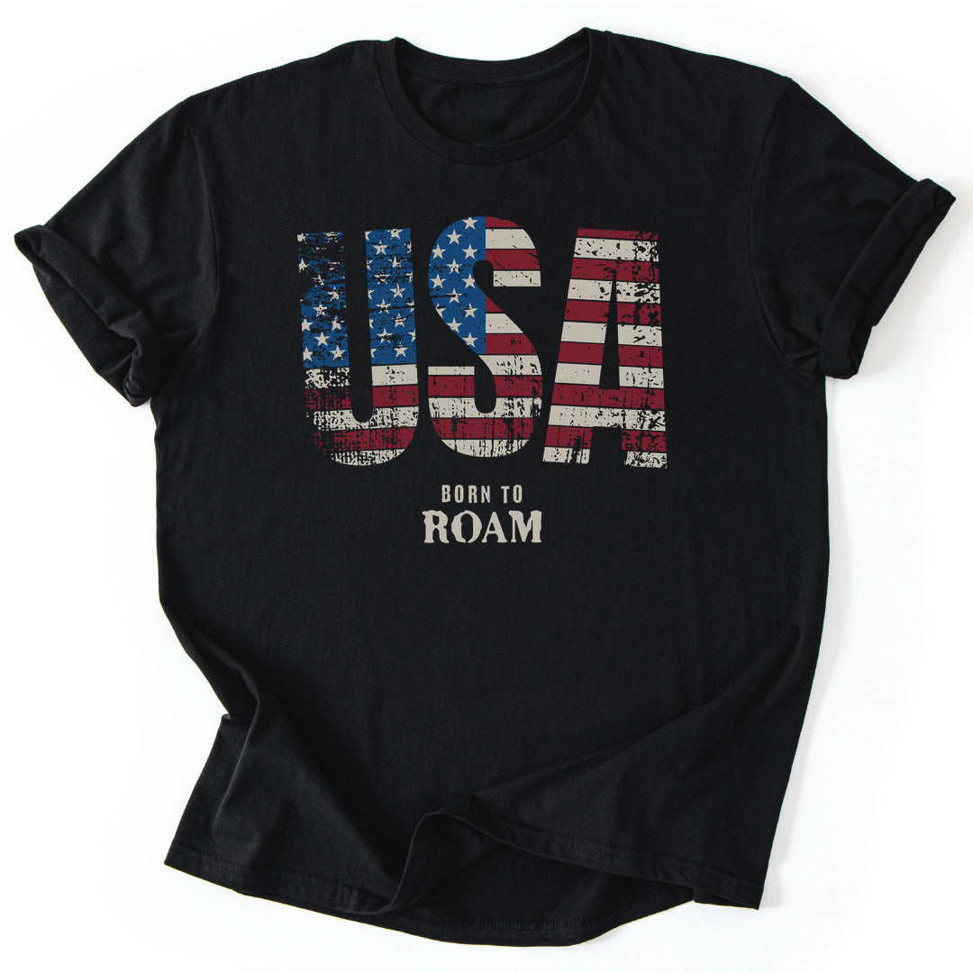 T-Shirt Black / S USA Born To Roam T-Shirt