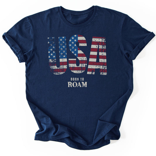 T-Shirt Navy / S USA Born To Roam T-Shirt