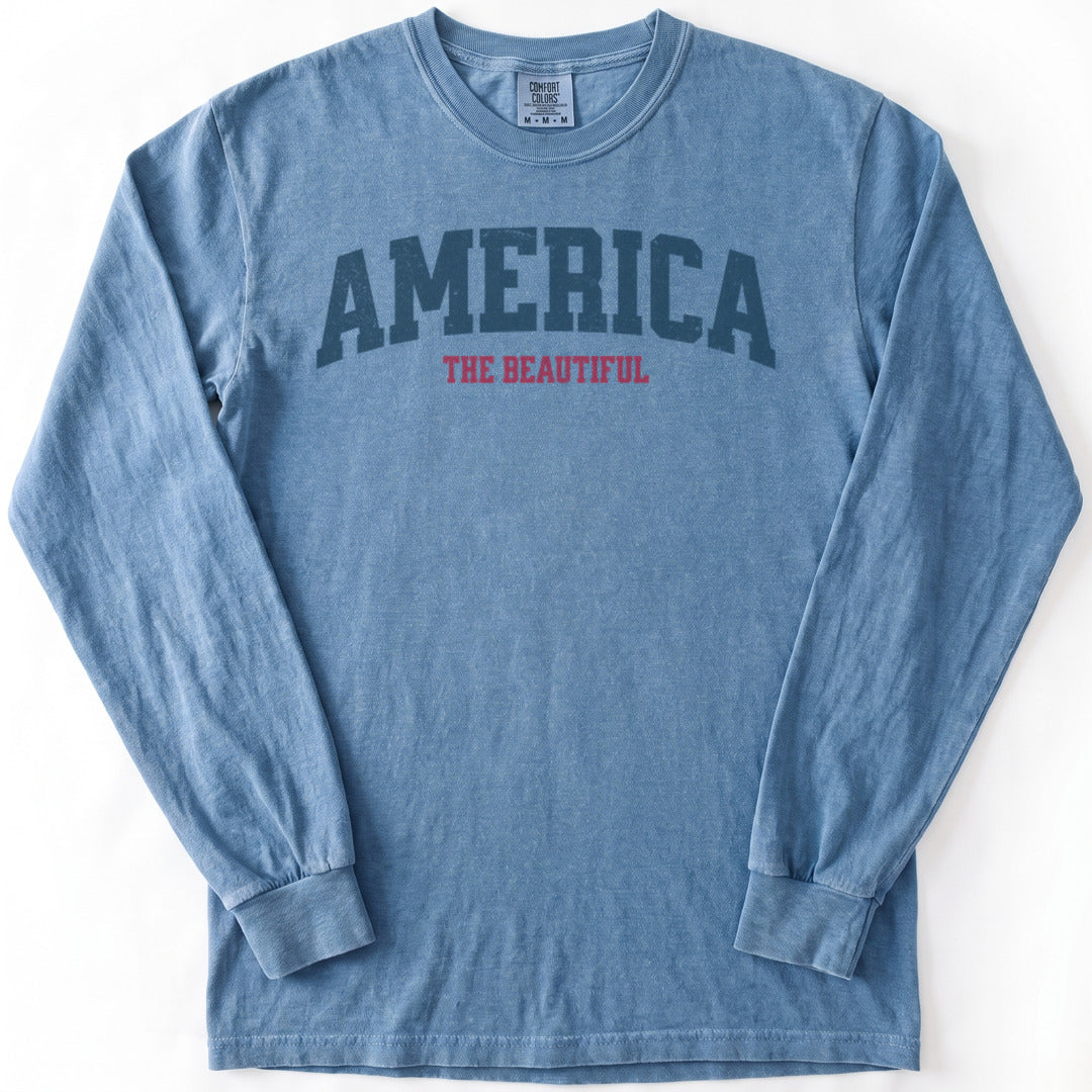 America The Beautiful Premium LS - Comfort Colors garment-dyed long sleeve in Blue Jean from Summit Soul