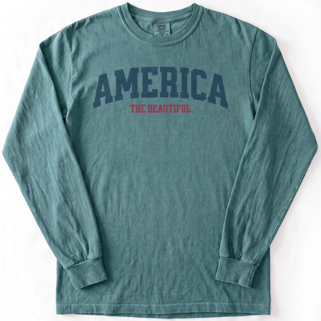 America The Beautiful Premium LS - Comfort Colors garment-dyed long sleeve in Blue Spruce from Summit Soul