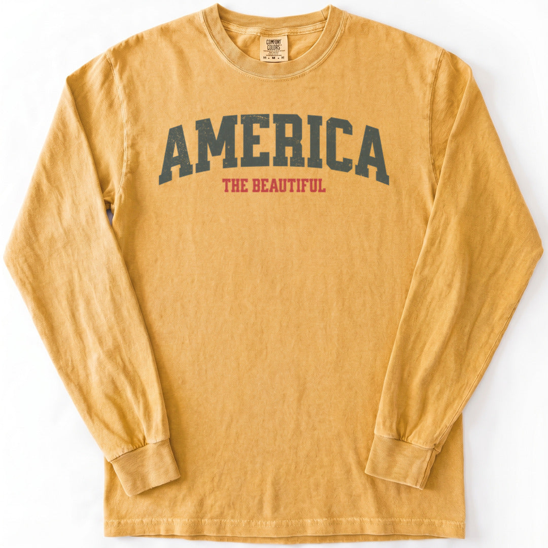 America The Beautiful Premium LS - Comfort Colors garment-dyed long sleeve in Mustard from Summit Soul