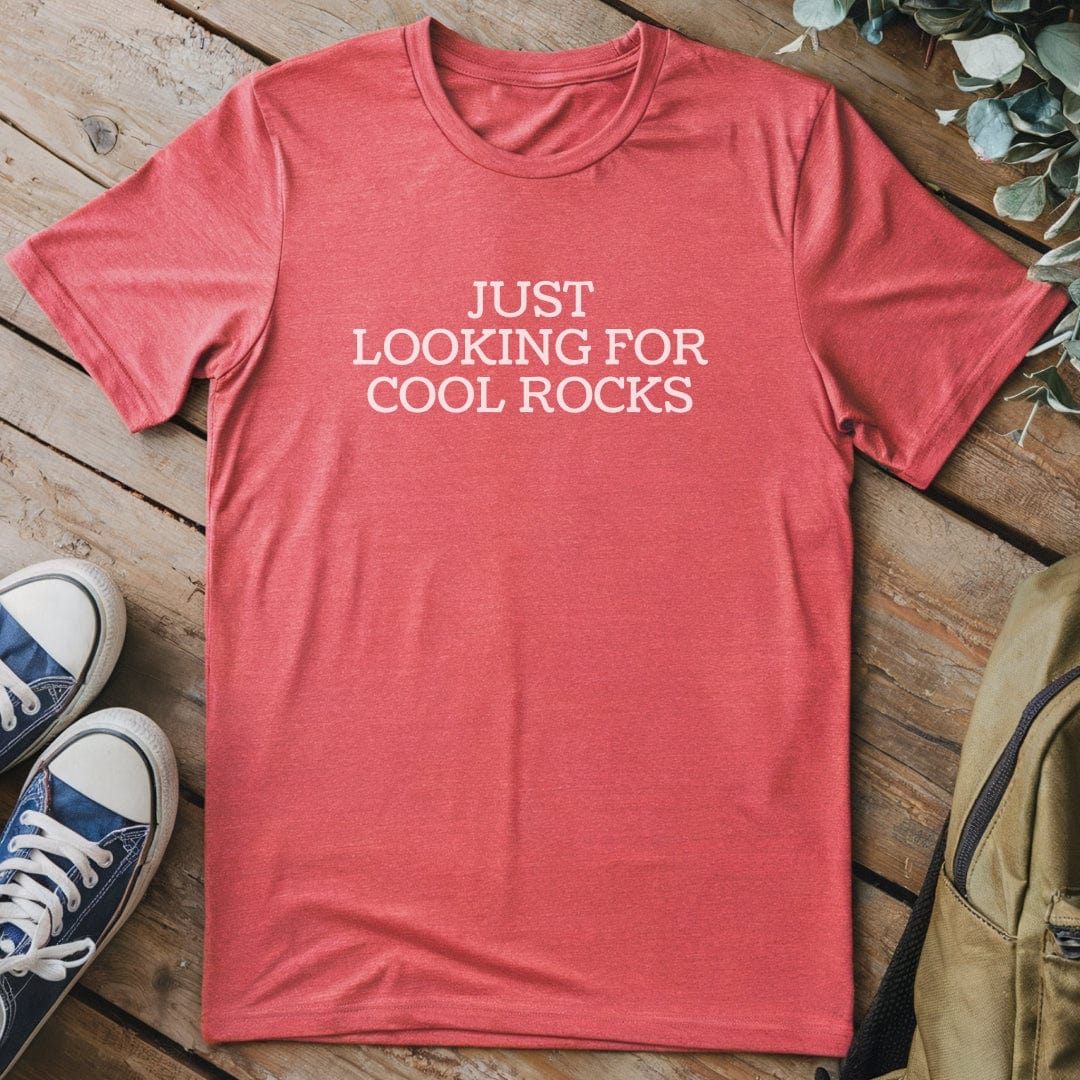 T-Shirt Heather Red / S Just Looking for Rocks Funny T-Shirt