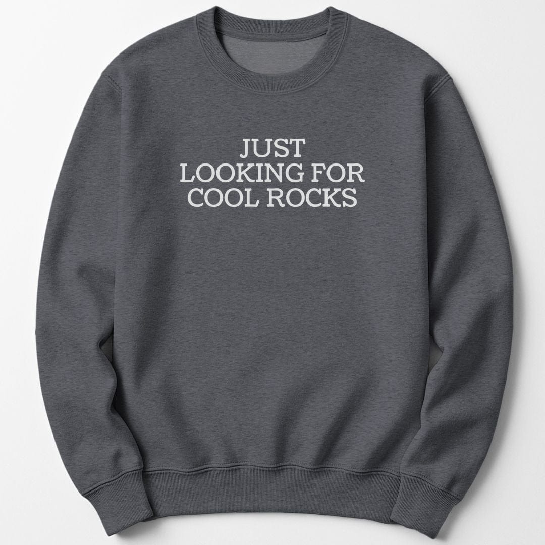 Sweatshirt Dark Heather / S Just Looking for Rocks Funny Sweatshirt