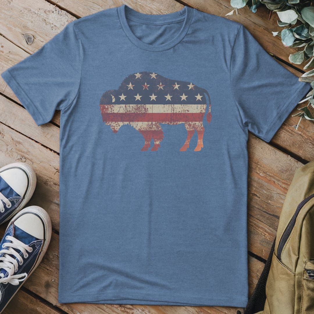 T-Shirt Heather Indigo / S American Bison T-Shirt