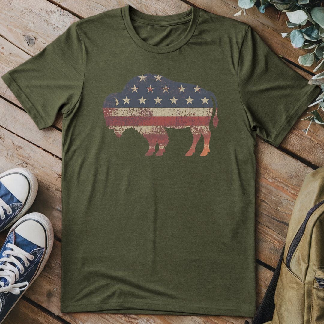 T-Shirt Military Green / S American Bison T-Shirt