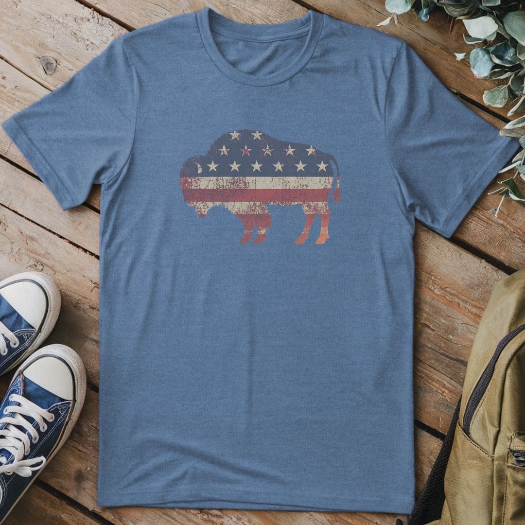 T-Shirt Heather Indigo / S American Bison T-Shirt