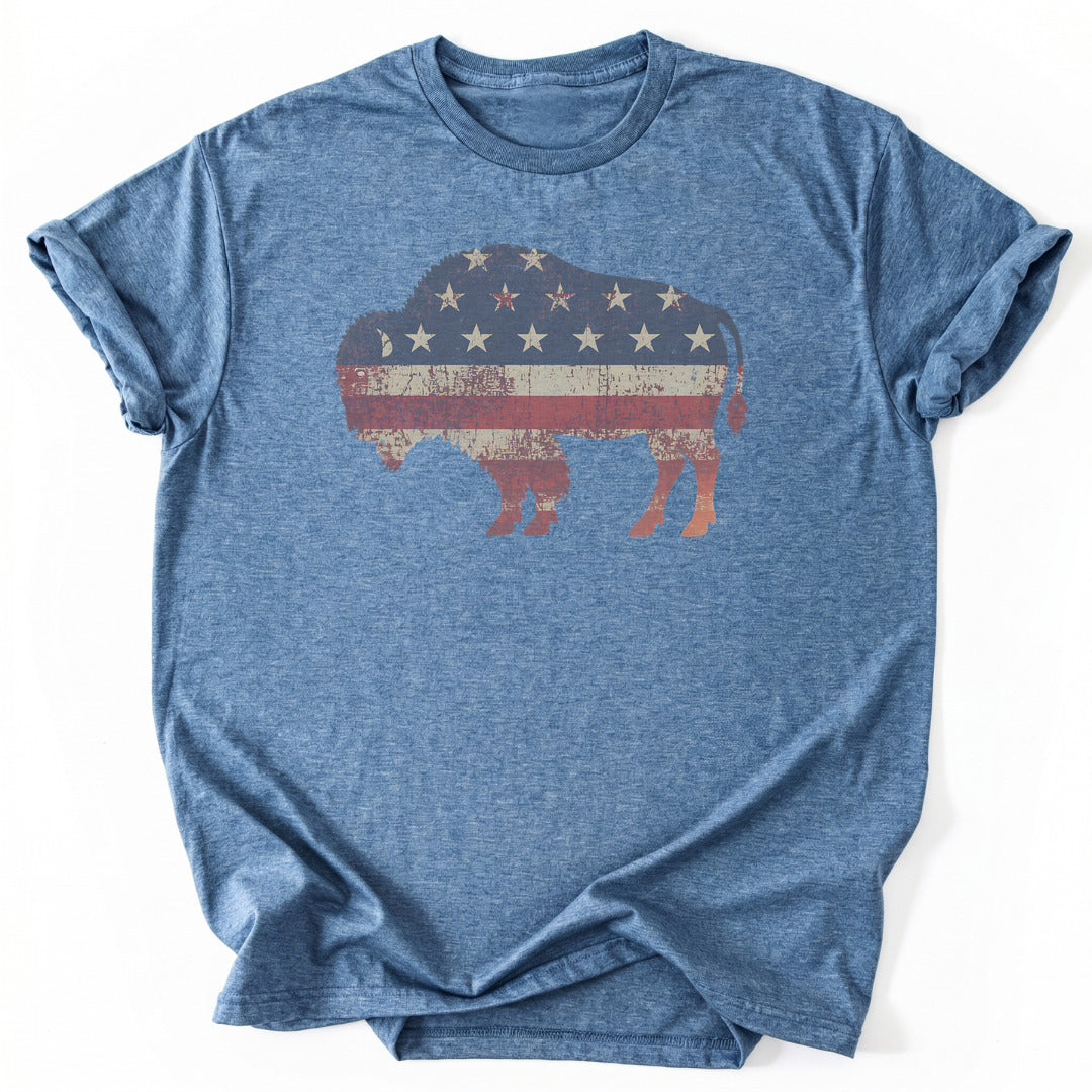 T-Shirt Heather Indigo / S American Bison T-Shirt