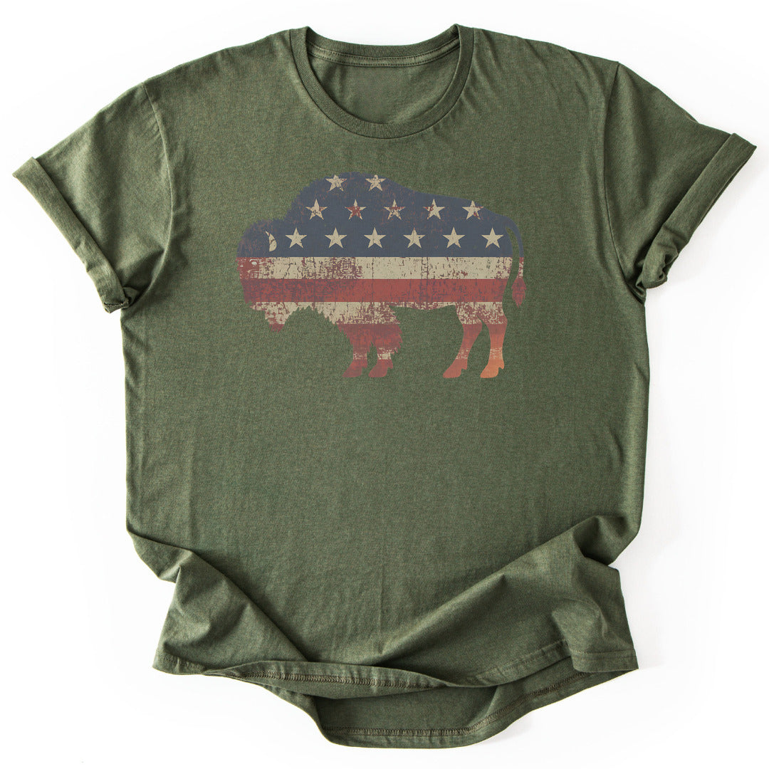 T-Shirt Military Green / S American Bison T-Shirt