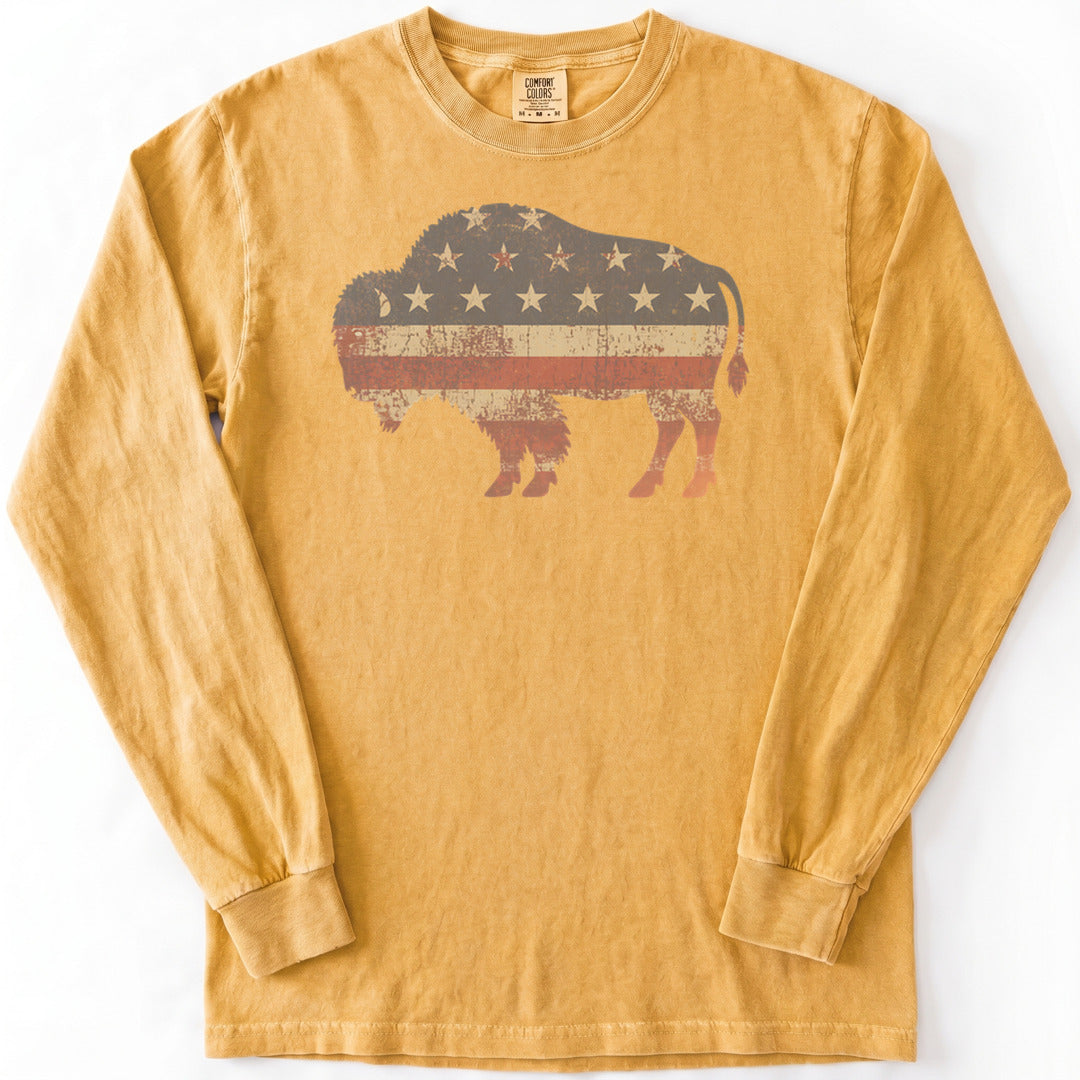 American Bison Premium LS - Comfort Colors garment-dyed long sleeve in Mustard from Summit Soul