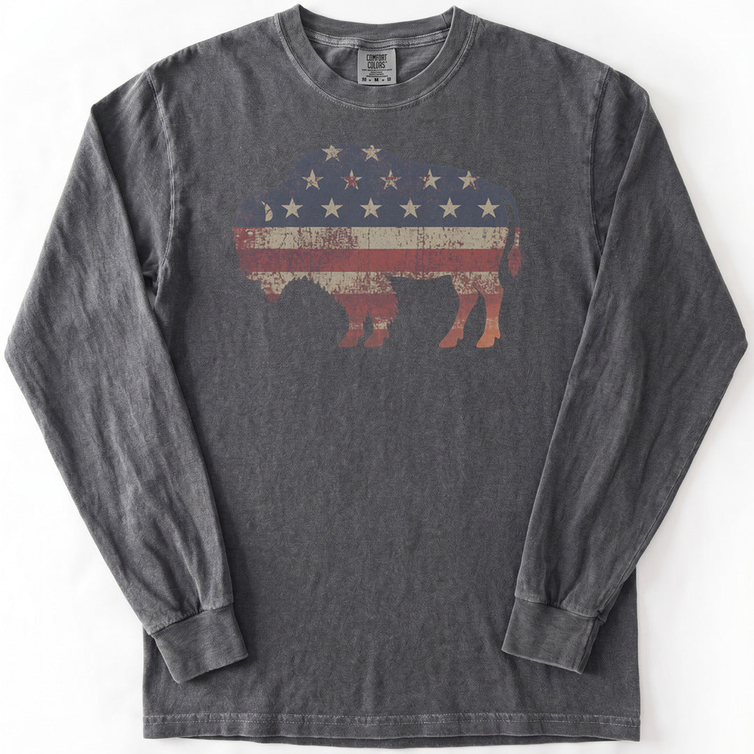 American Bison Premium LS - Comfort Colors garment-dyed long sleeve in Pepper from Summit Soul