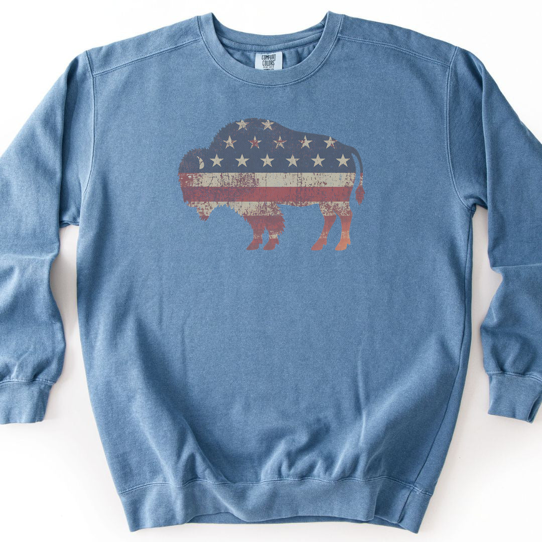 American Bison Premium Sweatshirt - Blue Jean
