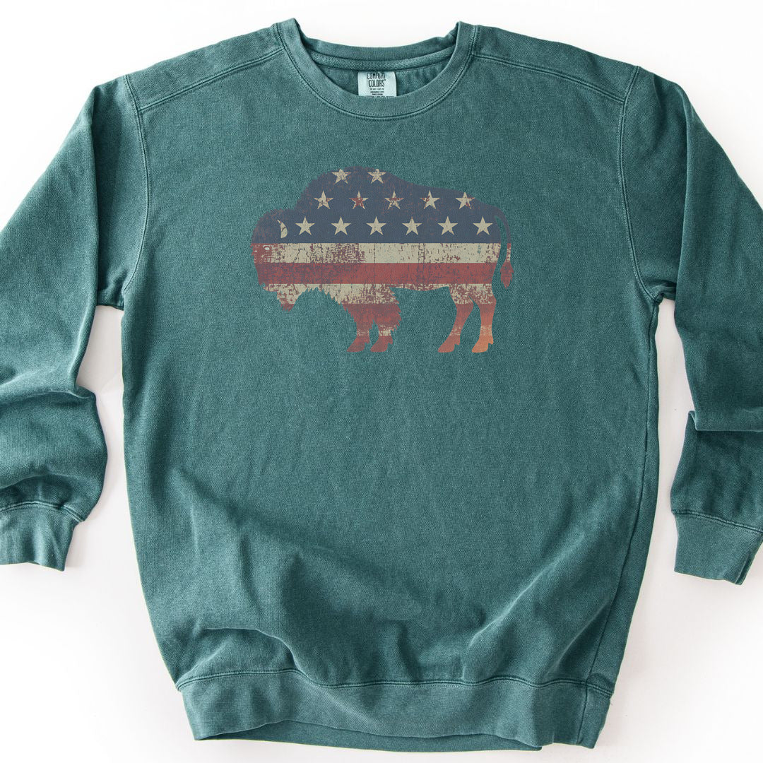American Bison Premium Sweatshirt - Blue Spruce