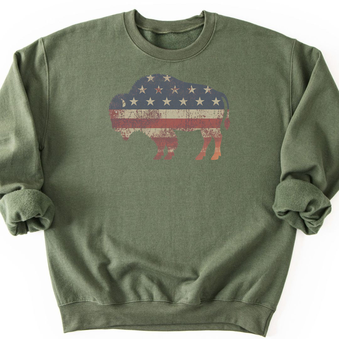 American Bison Sweatshirt - Military Green