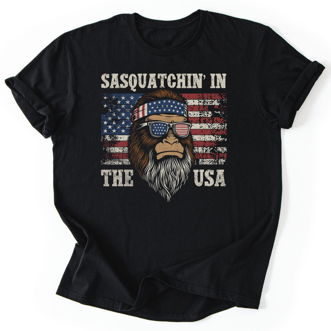 T-Shirt Black / S Sasquatchin' in the USA T-Shirt