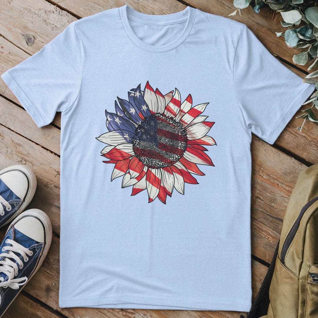 T-Shirt Light Blue / S Patriotic Sunflower T-Shirt