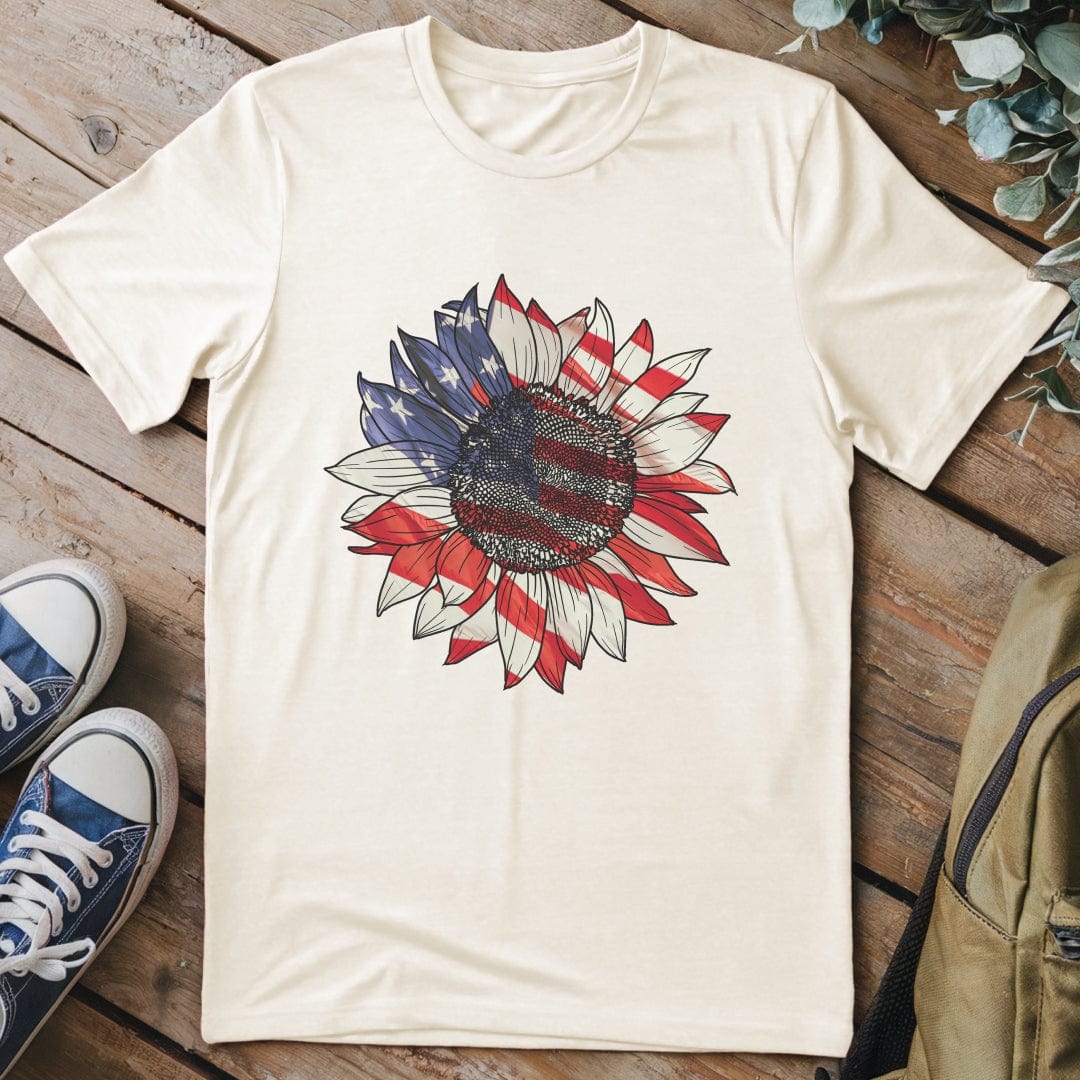 T-Shirt Natural / S Patriotic Sunflower T-Shirt