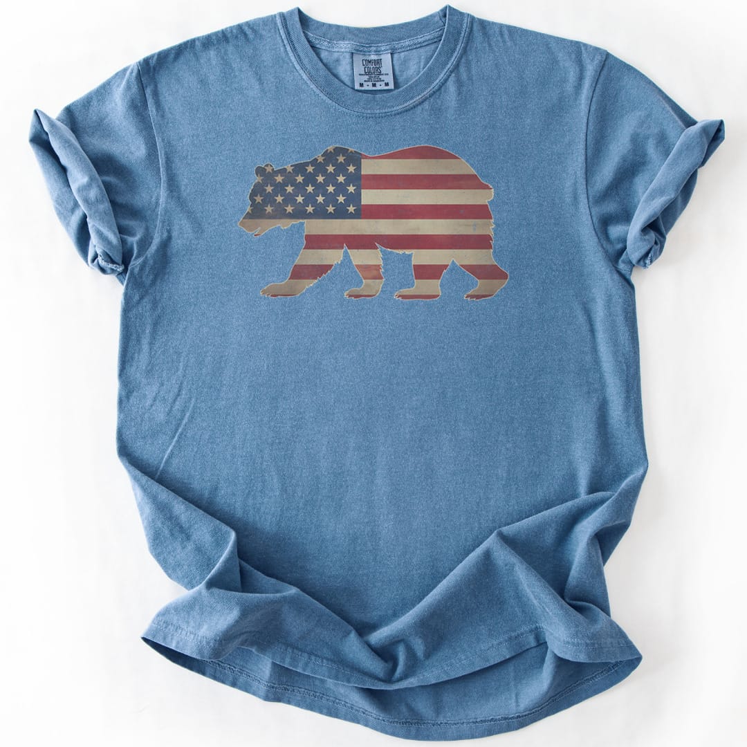 T-Shirt Blue Jean / S Patriotic Bear Premium