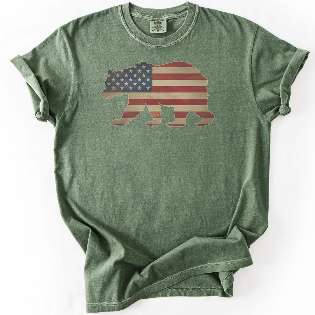T-Shirt Moss / S Patriotic Bear Premium