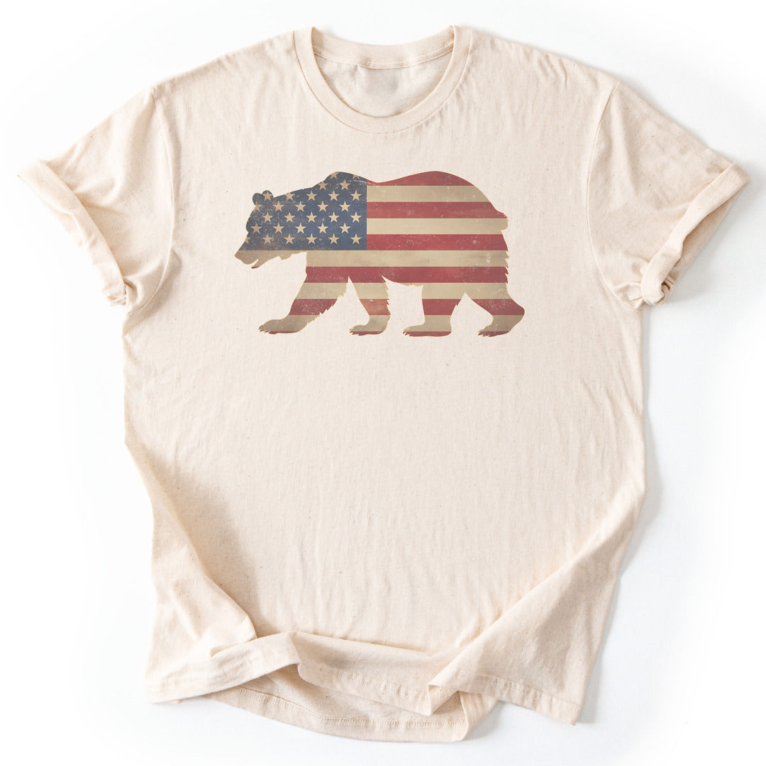 T-Shirt Natural / S Patriotic Bear T-Shirt