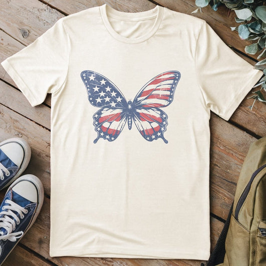 T-Shirt Natural / S Patriotic Butterfly T-Shirt