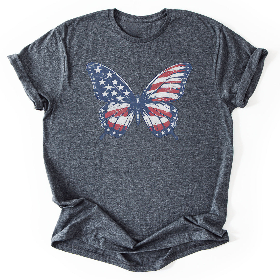 T-Shirt Dark Heather / S Patriotic Butterfly T-Shirt
