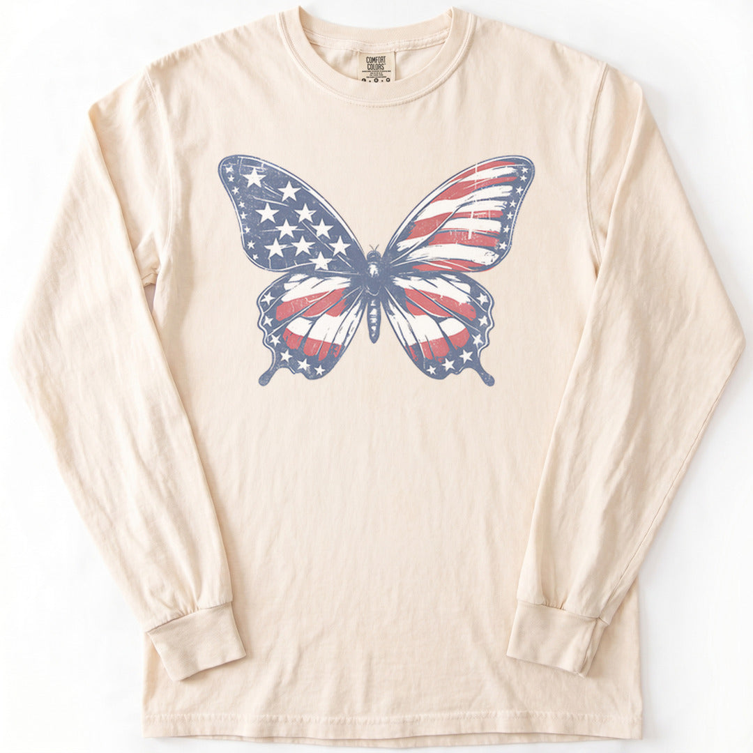 Patriotic Butterfly Premium LS - Comfort Colors garment-dyed long sleeve in Ivory from Summit Soul