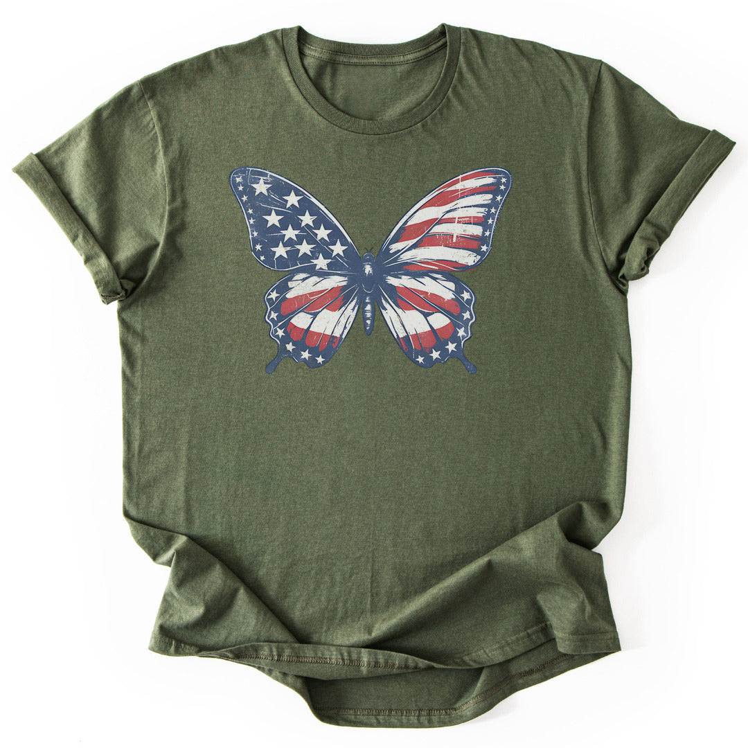T-Shirt Military Green / S Patriotic Butterfly T-Shirt