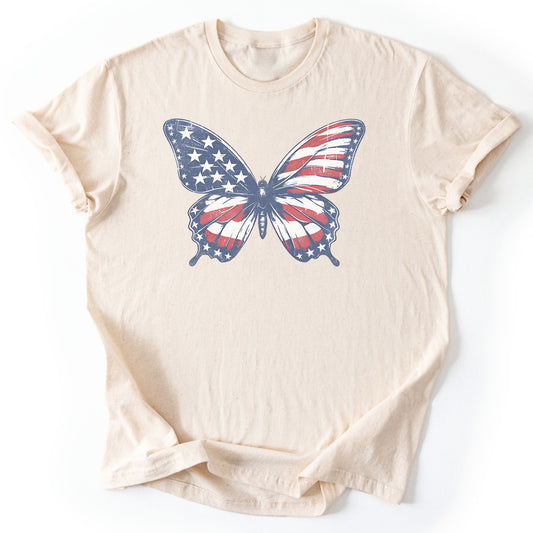 T-Shirt Natural / S Patriotic Butterfly T-Shirt