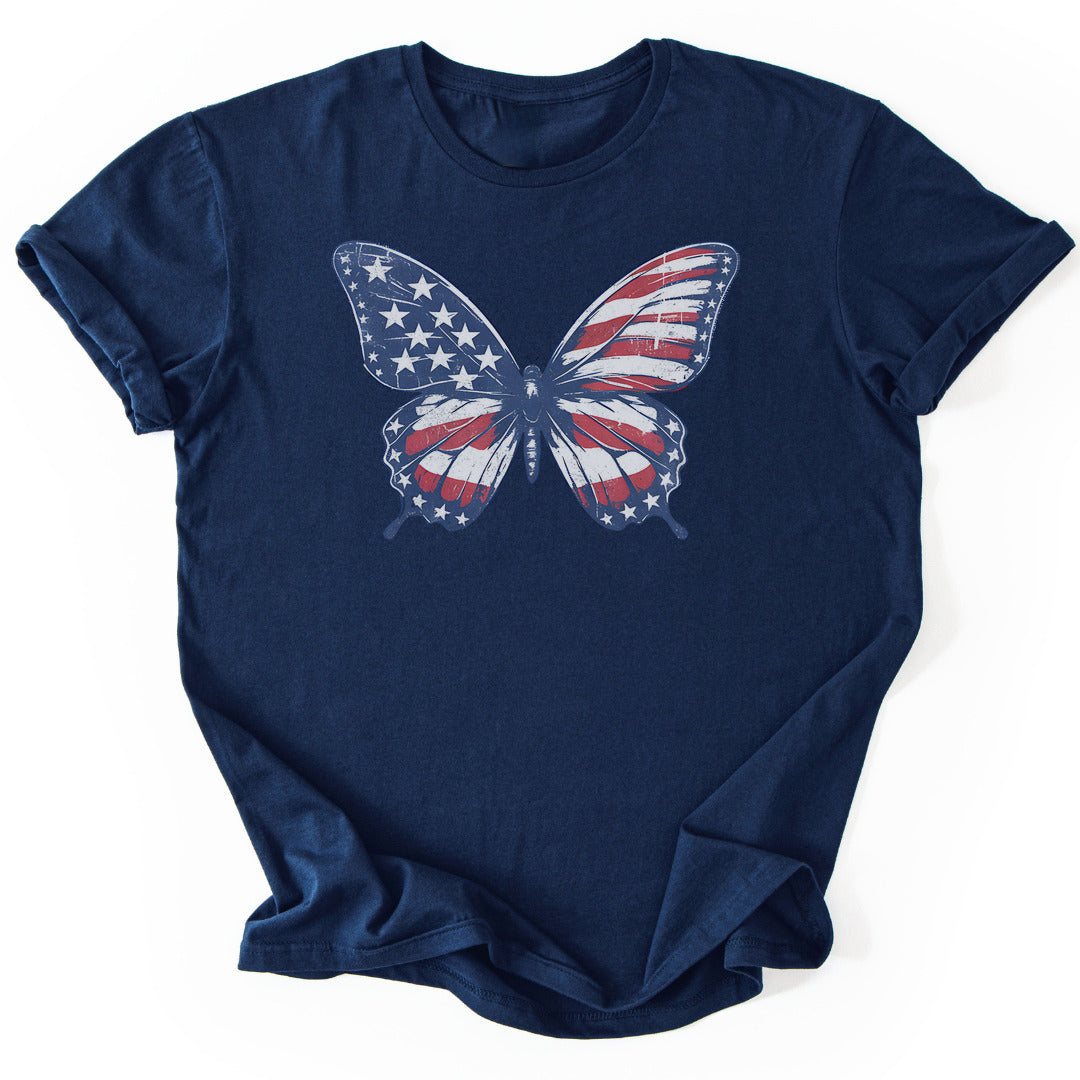 T-Shirt Navy / S Patriotic Butterfly T-Shirt