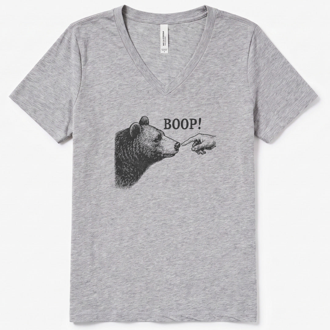 Boop Funny V-Neck Heather - women's relaxed v-neck tee in Athletic Heather from Summit Soul