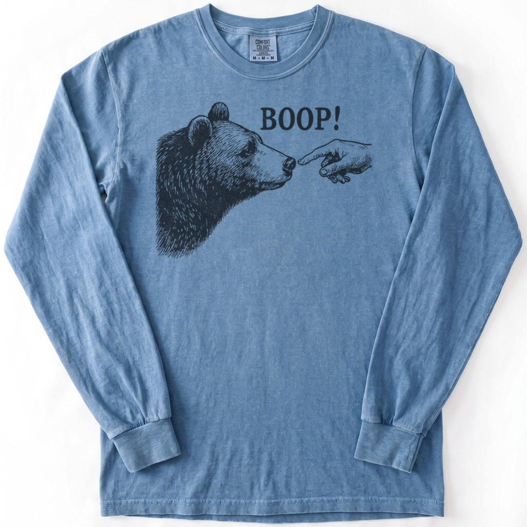 Boop Funny Premium LS - Comfort Colors garment-dyed long sleeve in Blue Jean from Summit Soul