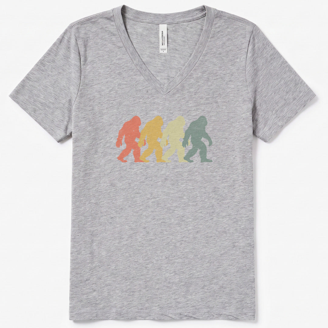 Walkin’ with Legends Bigfoot V-Neck Heather - women's relaxed v-neck tee in Athletic Heather from Summit Soul