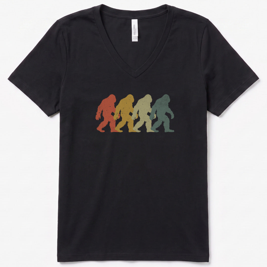 Walkin’ with Legends Bigfoot V-Neck Heather - women's relaxed v-neck tee in Black Heather from Summit Soul