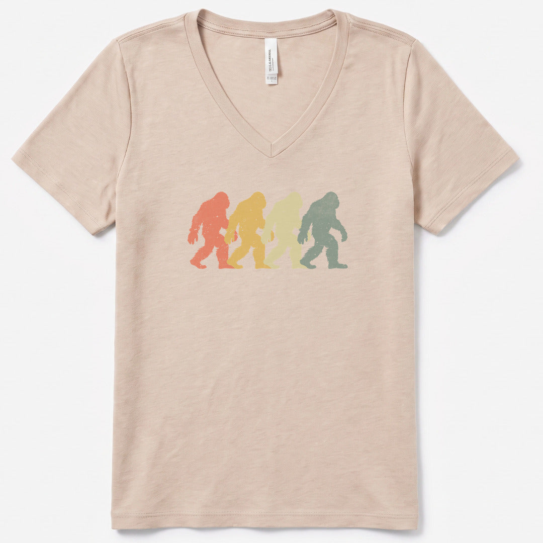 Walkin’ with Legends Bigfoot V-Neck Heather - women's relaxed v-neck tee in Heather Dust from Summit Soul