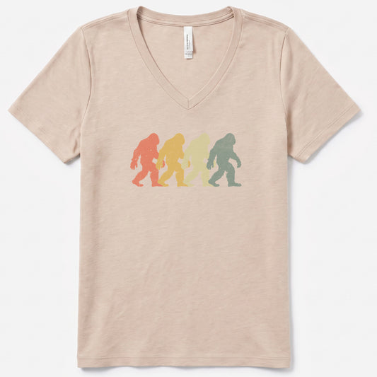 Walkin’ with Legends Bigfoot V-Neck Heather - women's relaxed v-neck tee in Heather Dust from Summit Soul