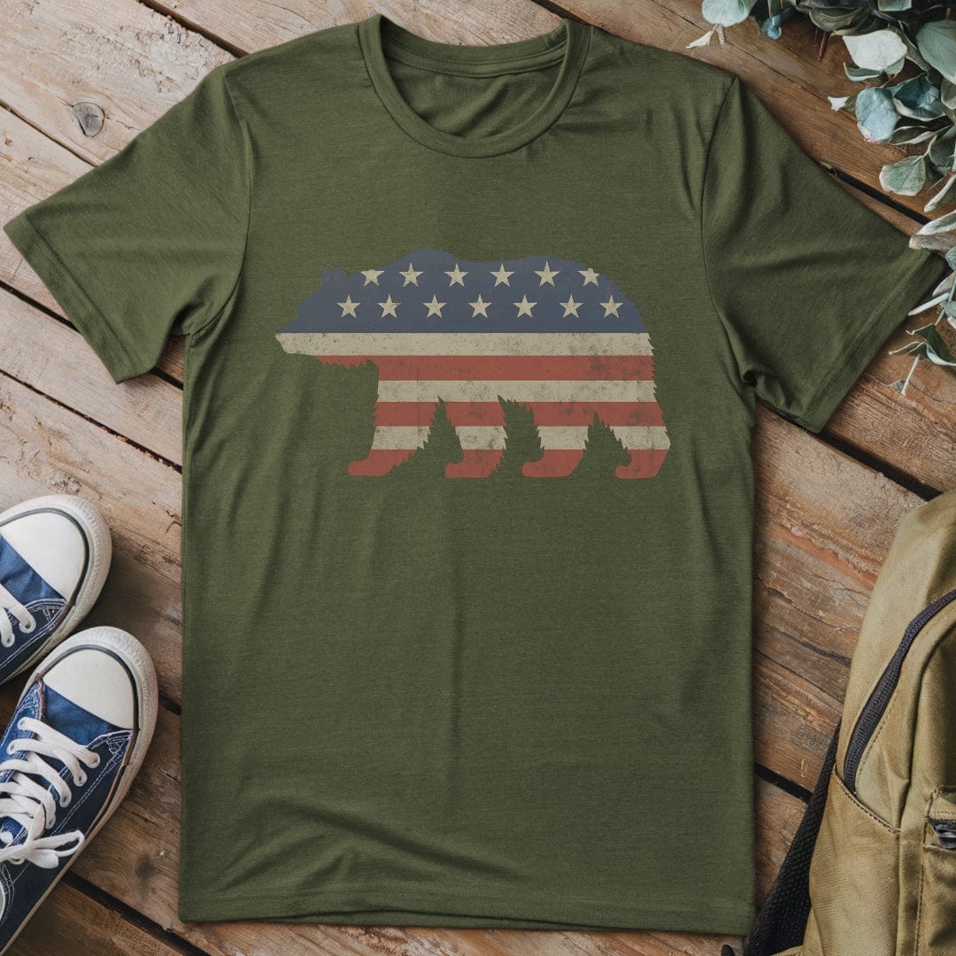 T-Shirt Military Green / S USA Bear T-Shirt