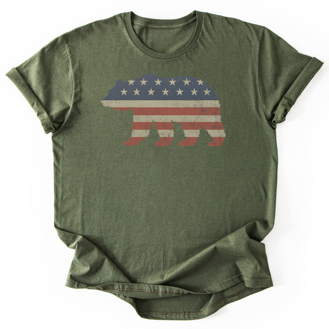 T-Shirt Military Green / S USA Bear T-Shirt