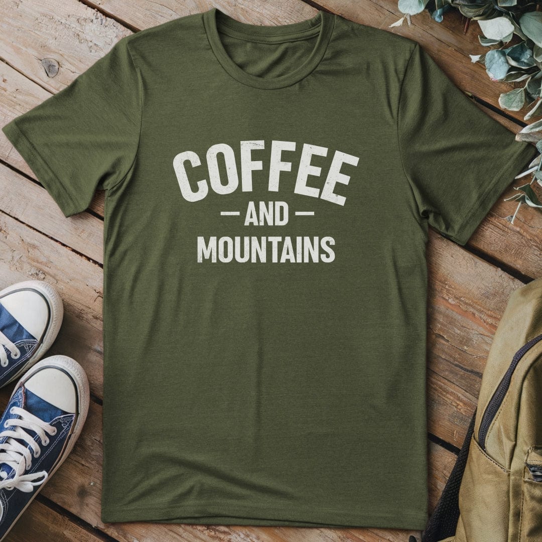 T-Shirt Military Green / S Coffee AND Mountains T-Shirt