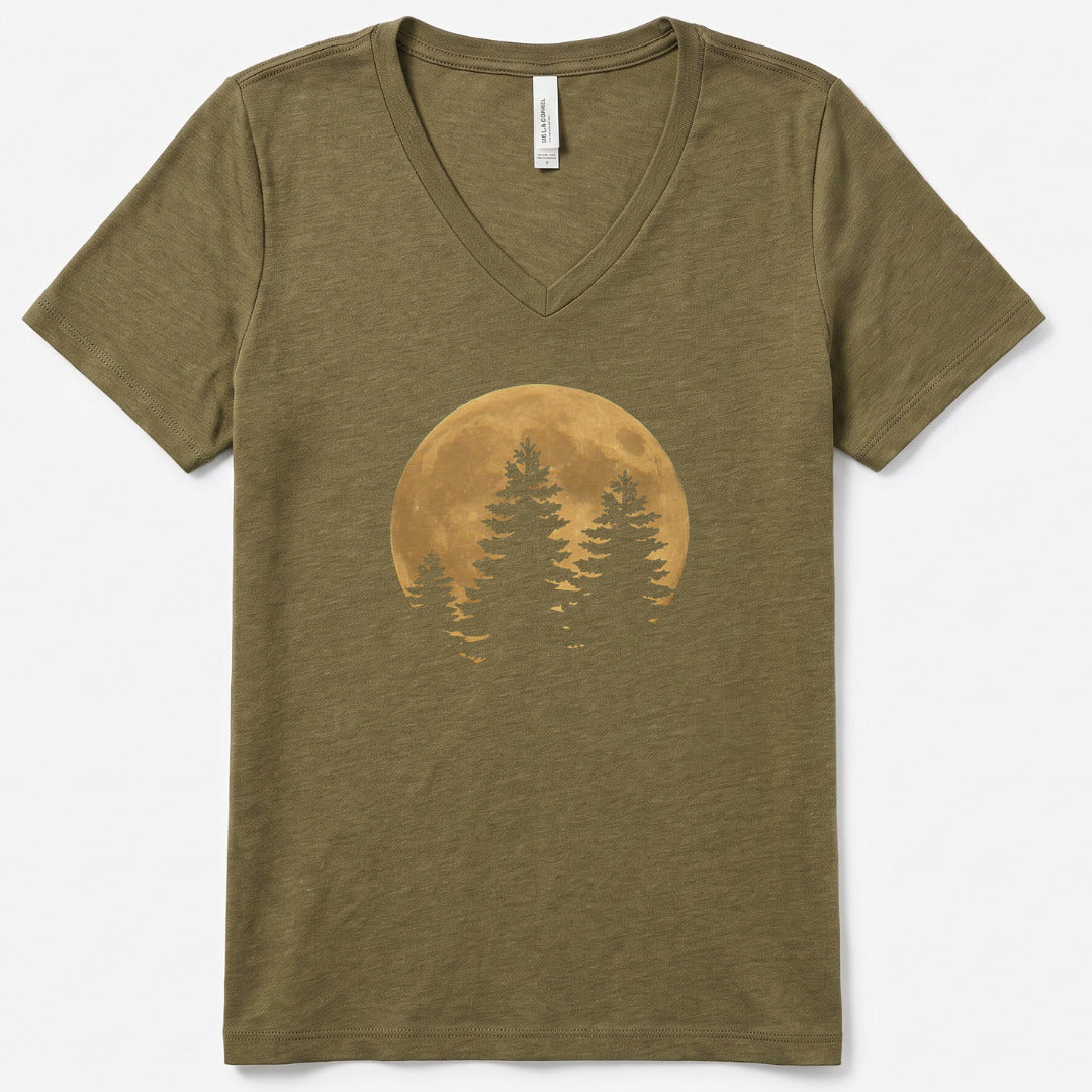 Lunar Wilderness V-Neck Heather - women's relaxed v-neck tee in Heather Olive from Summit Soul