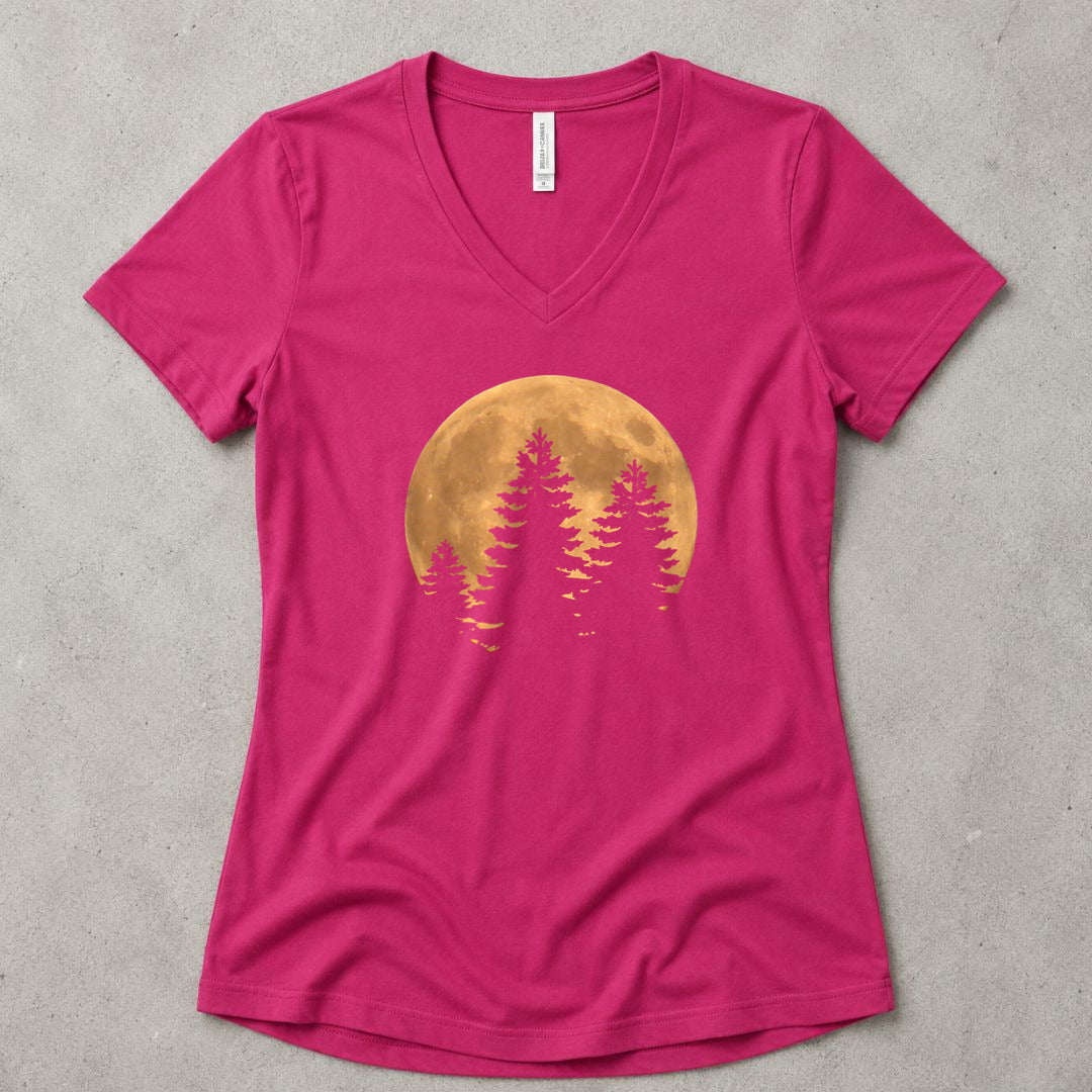 Lunar Wilderness V-Neck - women's relaxed v-neck tee in Berry from Summit Soul