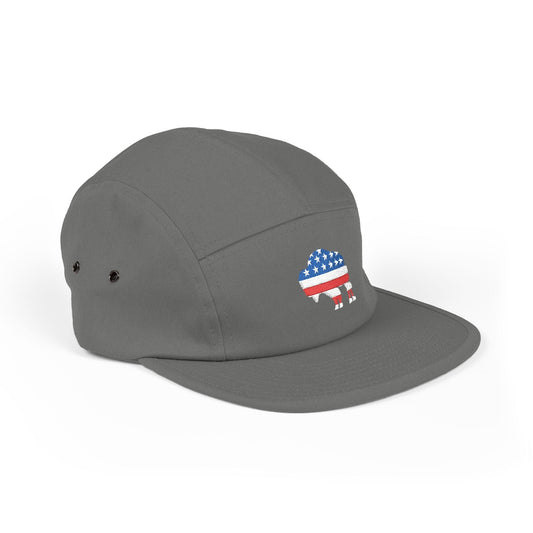 Hats Grey 5 Panel Cap - Bison