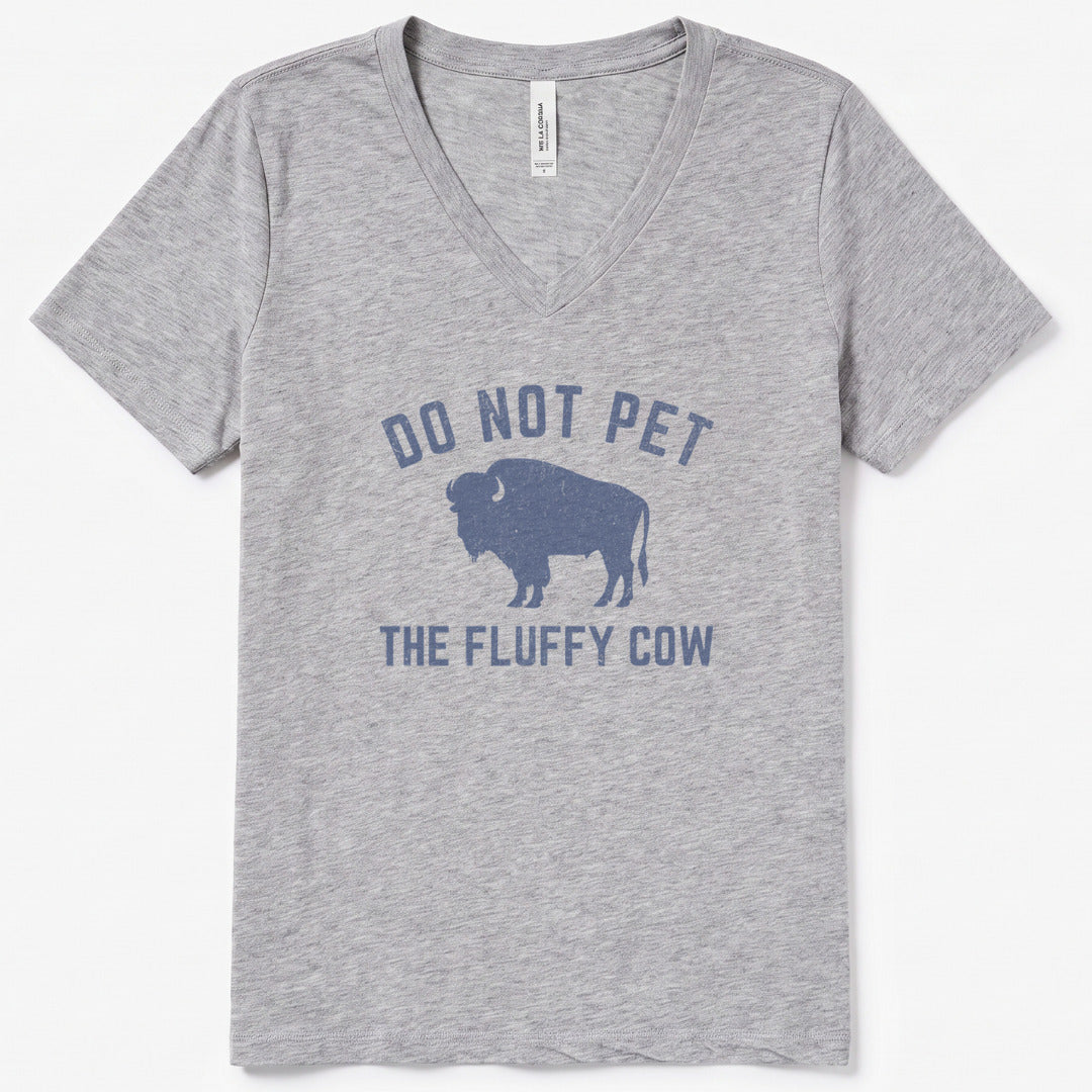 Fluffy Cow V-Neck Heather - women's relaxed v-neck tee in Athletic Heather from Summit Soul