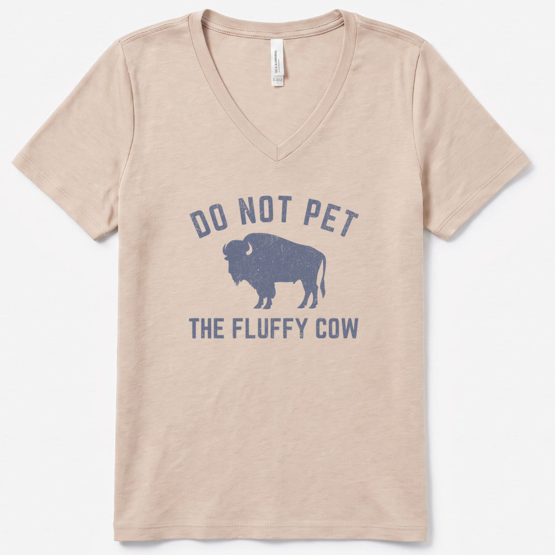 Fluffy Cow V-Neck Heather - women's relaxed v-neck tee in Heather Dust from Summit Soul